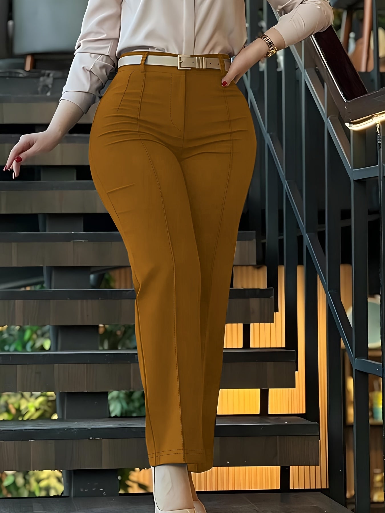 Women'S Chic Style Solid Color Suit Pants - Elegant High-Waisted, Long Trousers for a Sophisticated Look, Perfect for All Seasons
